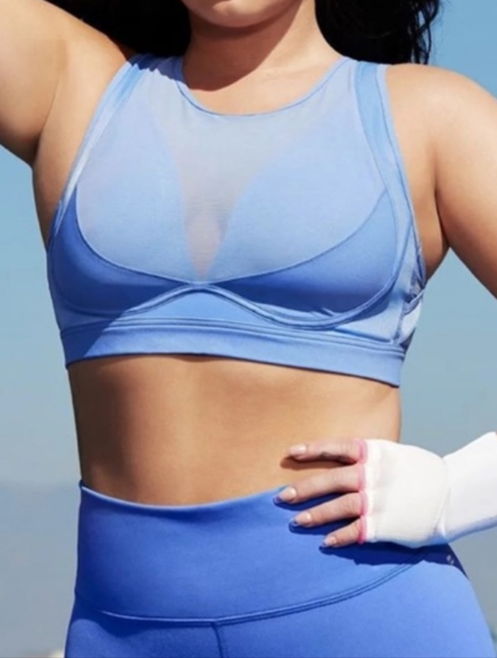 Fabletics Blare Medium Impact Sports Bra In Crystal Blue